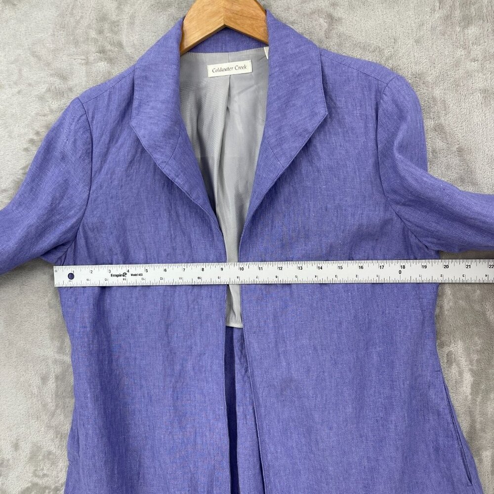 Coldwater Creek Purple Linen Blend Open Front Blazer Jacket - Picture 10 of 10